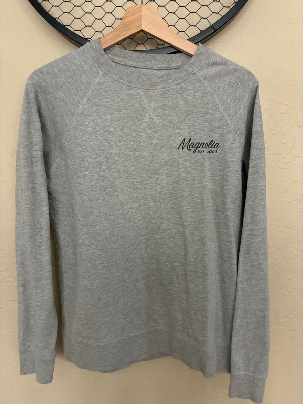 Magnolia Light Gray Crewneck Sweatshirt with Script Logo